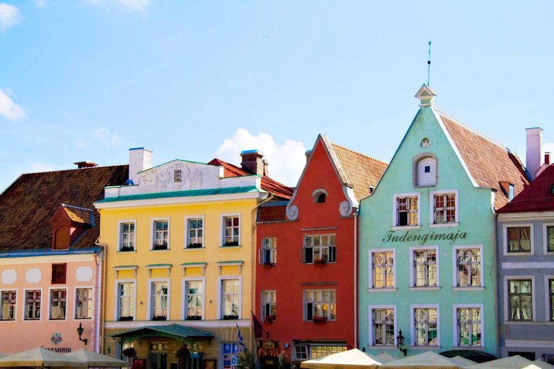 Charming shops line the streets of Tallinn, Estonia.