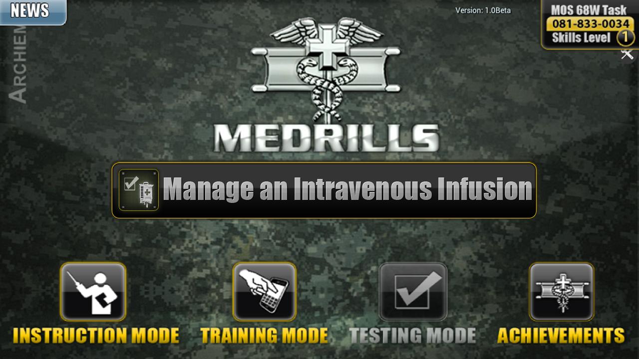 Android application Medrills: Army Manage IV screenshort