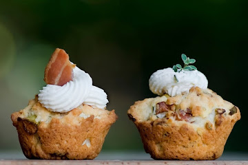 Mini Bacon Herb Cupcakes with Cream Cheese Frosting