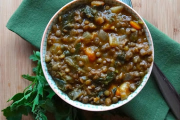 French Lentil Soup with Turnips, Parsnips and Lamb&#39;s Quarters (Quelites)
