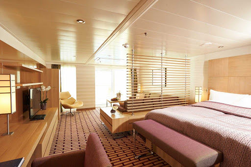 Check into a Spa Suite aboard Europa 2 and you'll find a warm interior, lots of space, a spa bathroom and nice little touches.  