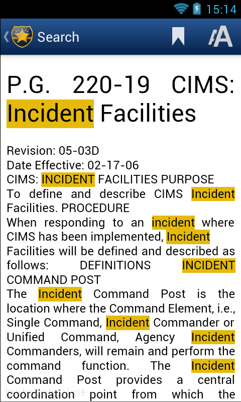 NYPD Patrol Guide Screen 2