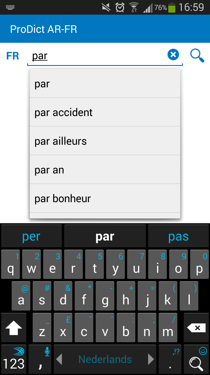 Android application French Arabic dictionary screenshort