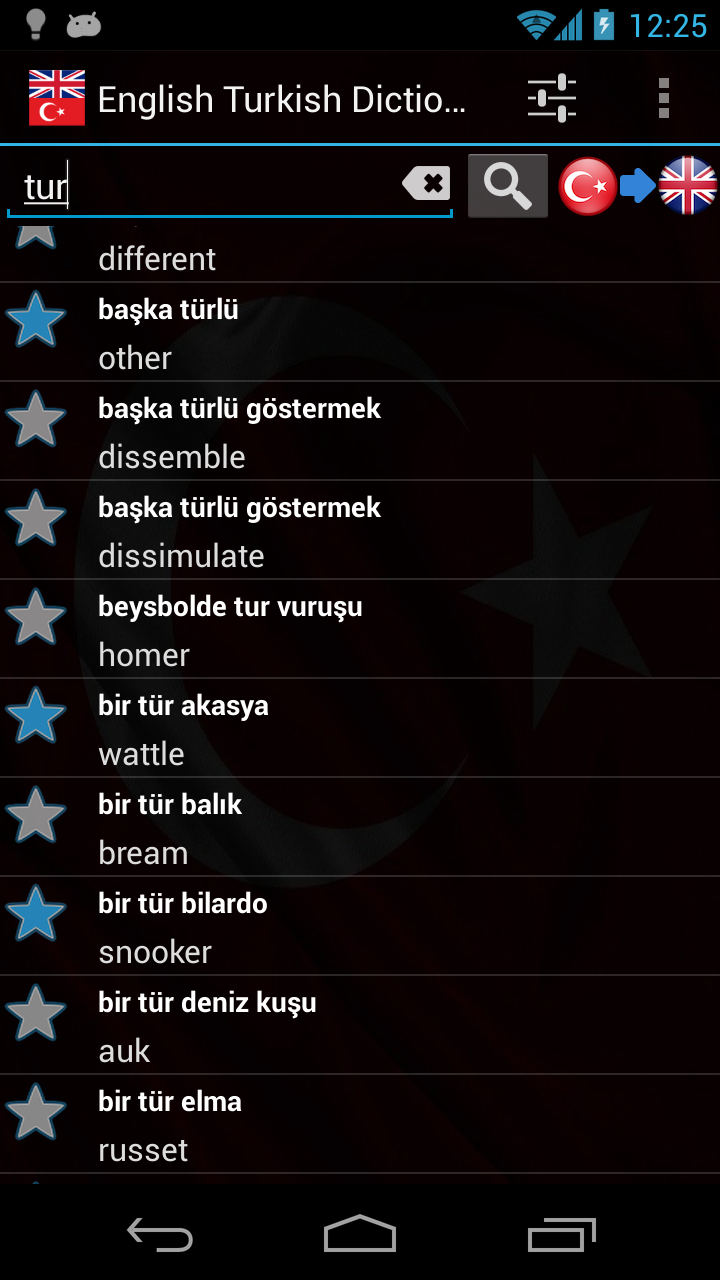 English Turkish Dictionary Screen 2