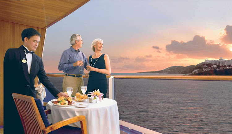 Dining with a view for two: Guests who choose a Balcony Stateroom get to soak up the views on their private veranda. 