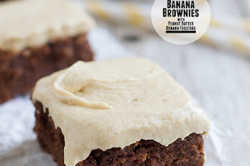 Banana Brownies with Peanut Butter Banana Frosting