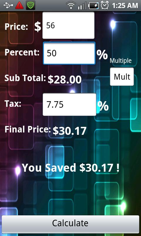 Android application The Discount Calculator screenshort