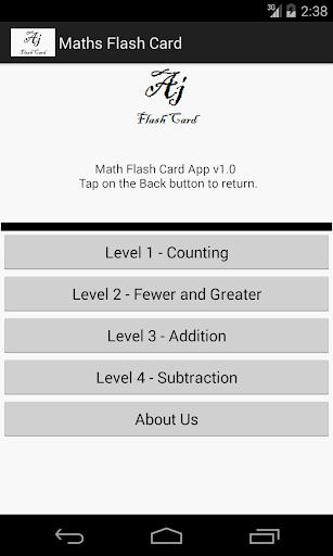 Math Objective Flash Card