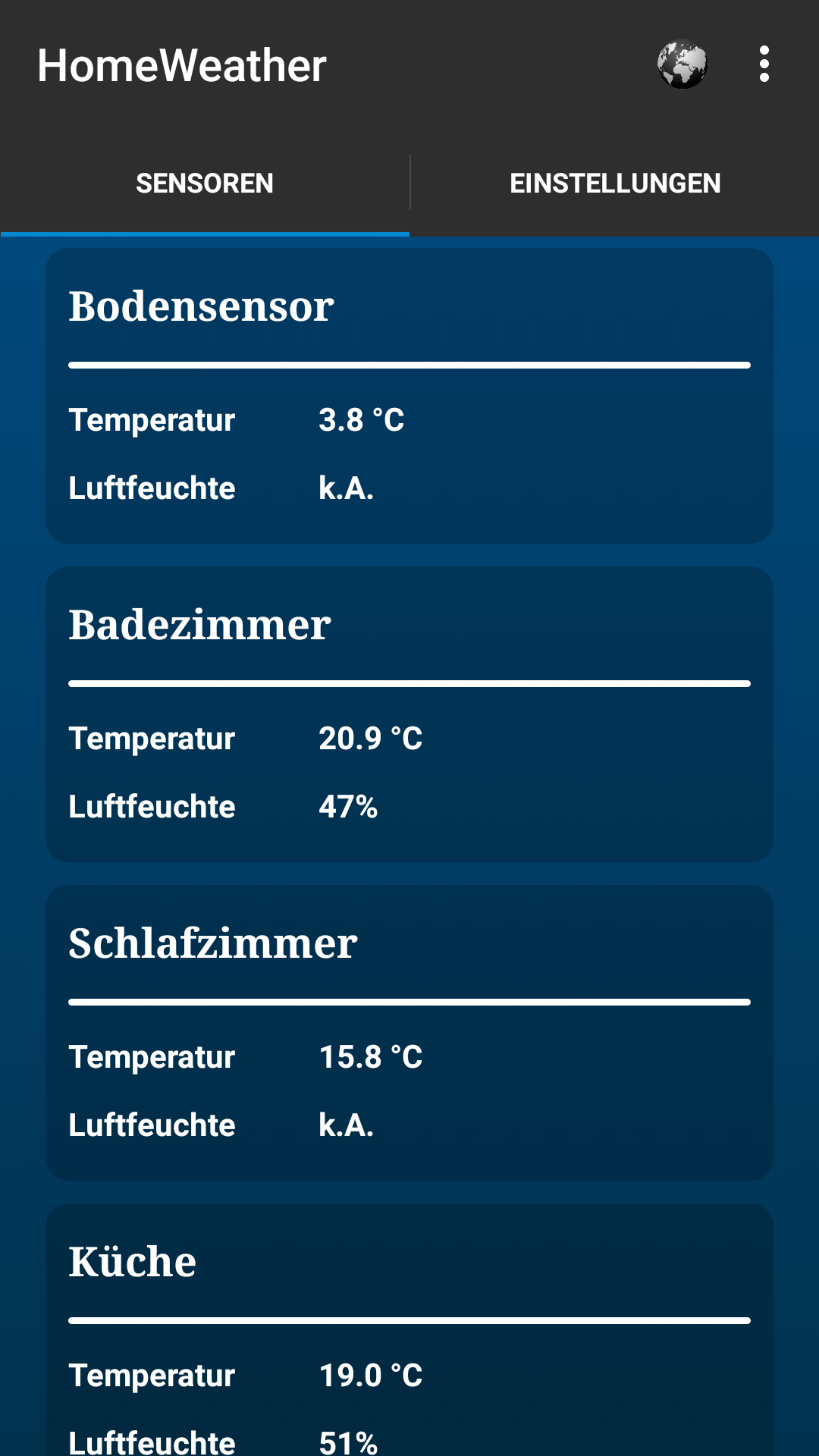 Android application HomeWeather screenshort