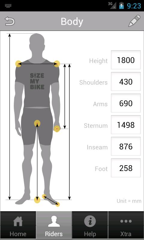 SizeMyBike Screen 2