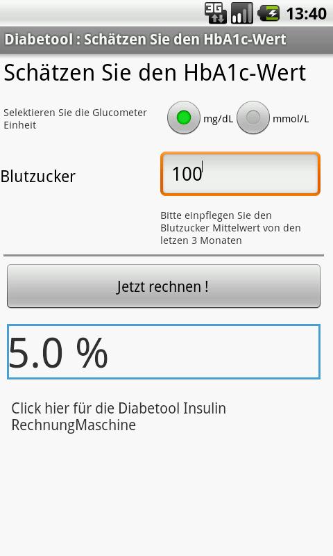 Android application DIABETooL HbA1c screenshort