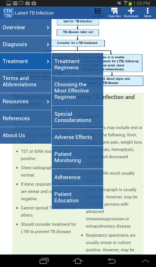   CDC LTBI – posnetek zaslona 