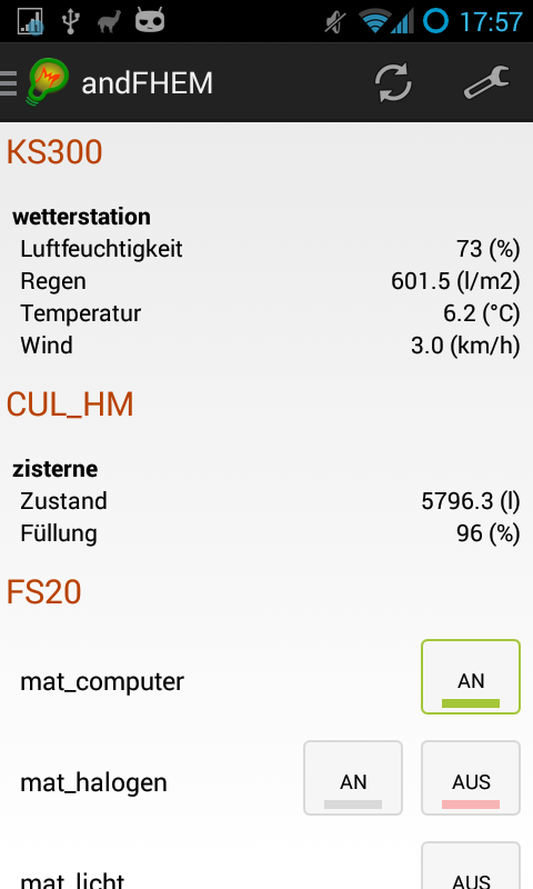 Android application andFHEM Premium screenshort