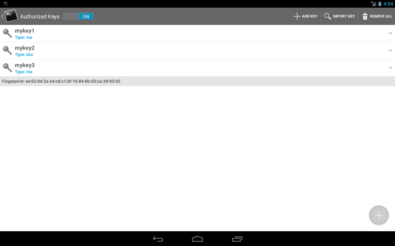   SSHDroid – posnetek zaslona 