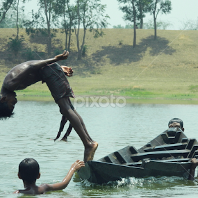 Rejoicing Dive by Rupam Chakraborty - Babies & Children Children Candids