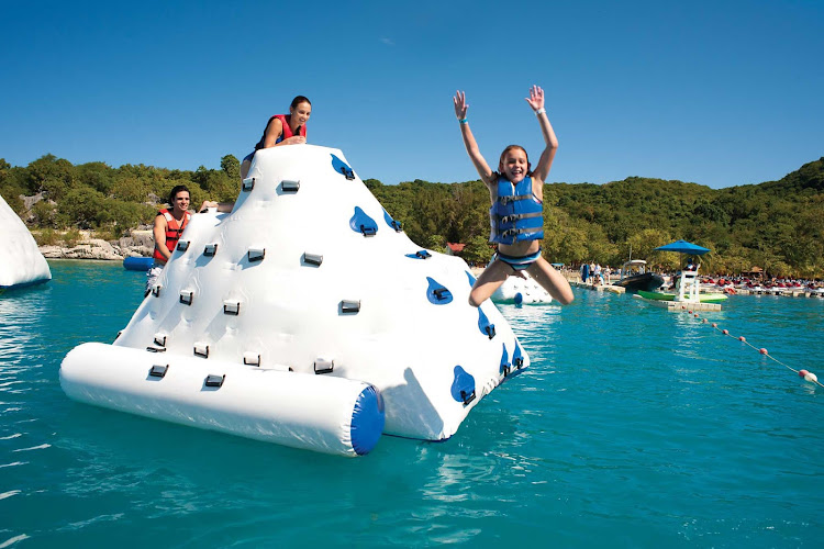 Kids get into the splash action in Labadee, Haiti, during an Allure of the Seas cruise.