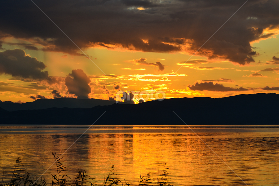 Golden sunset by Blagoja Pulceski - Landscapes Sunsets & Sunrises