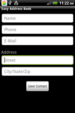Easy Address Book Screen 2