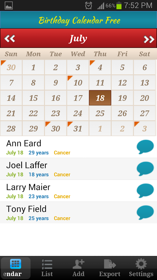 Birthday Calendar Free Android Apps On Google Play