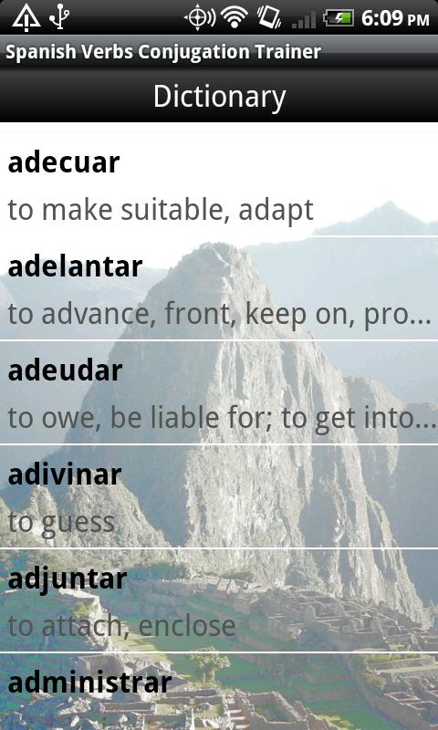Spanish Verbs Conjugation Screen 1