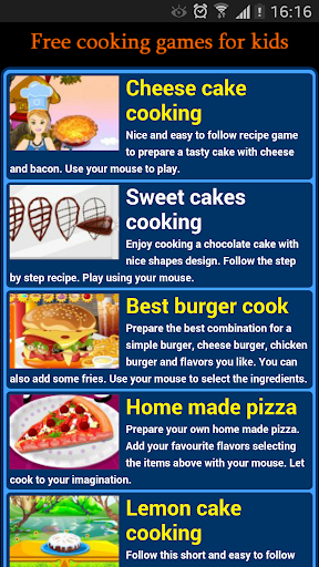 Free Cooking Games Kids