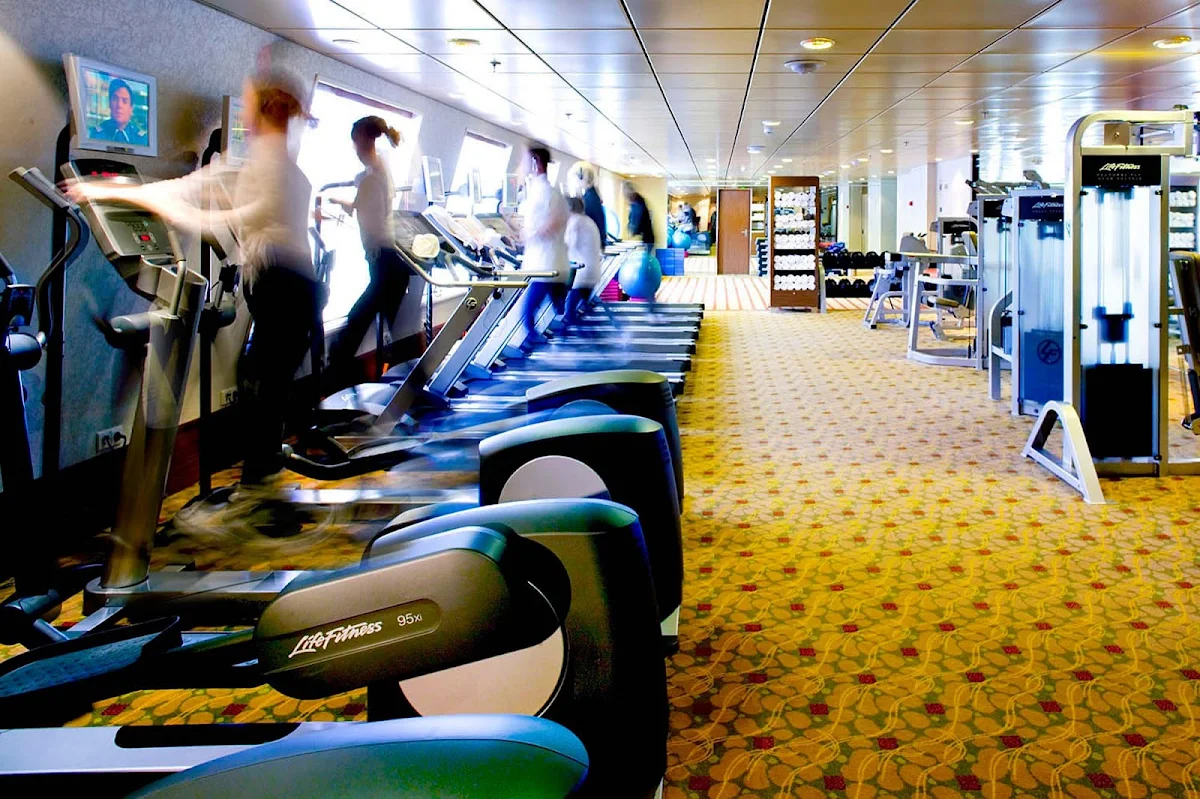 Spa-Fitness-Fitness-Center-on-Crystal-Symphony - Crystal Symphony's Fitness Center features state-of-the-art equipment to keep you in shape.
