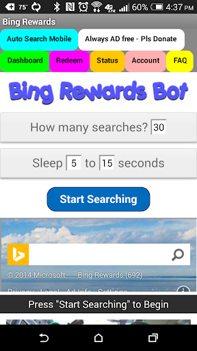 Bing Rewards Dashboard