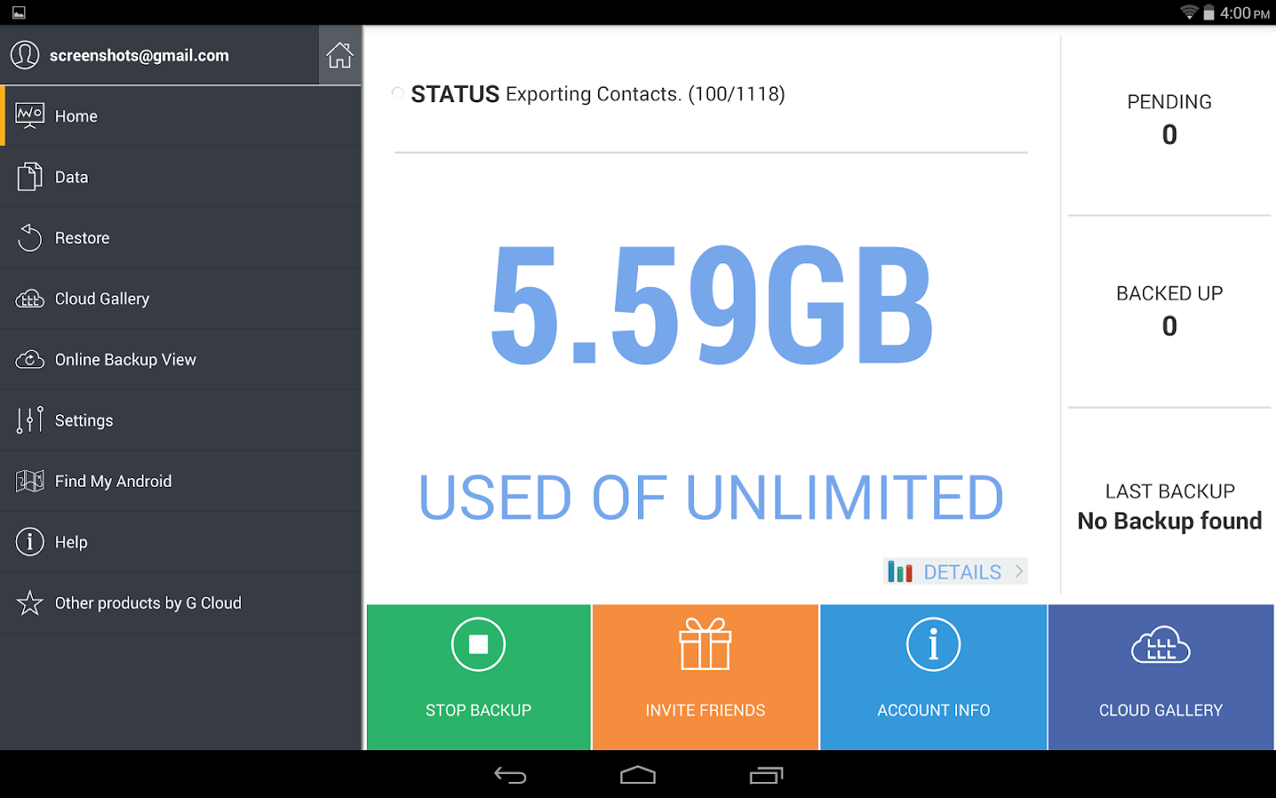 G Cloud Backup - screenshot