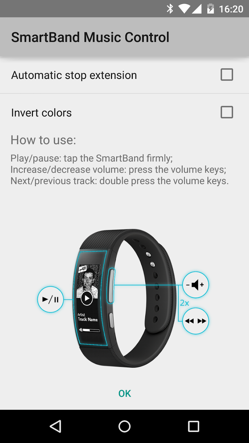 Music Control for SmartBand Screen 2