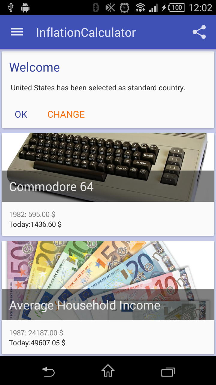 Inflation Calculator+ Screen 2