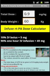 rtPA Infusion Dose Calculator