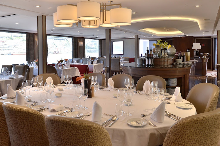 Meet interesting people and take in the sights during lunch and dinner in the main restaurant aboard AmaVida during your European river cruise.
