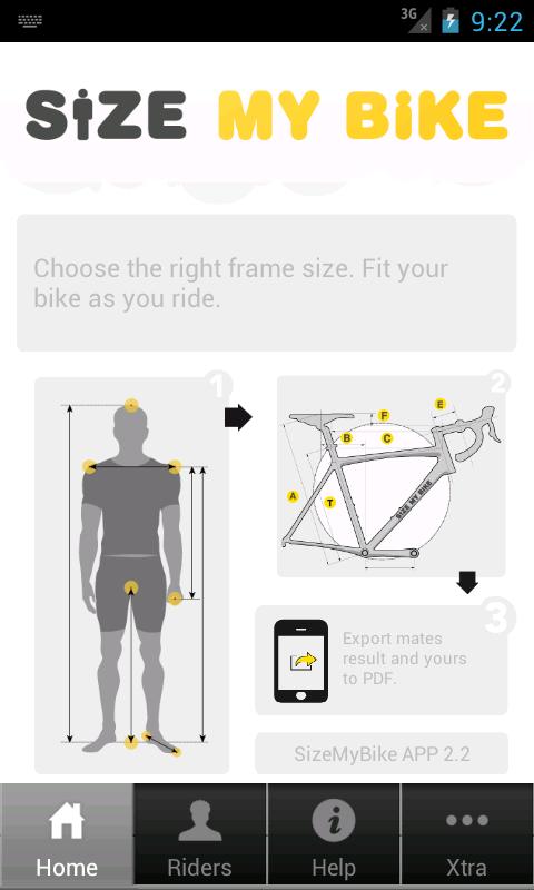 Android application SizeMyBike screenshort