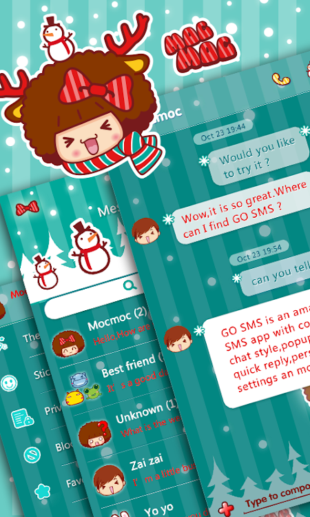GO SMS CHRISTMAS MOCMOC THEME - 1.0 - (Android)