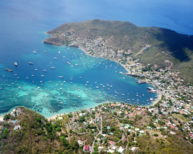 Port Elizabeth harbor on the island of Bequia, St. Vincent and the  Grenadines.
