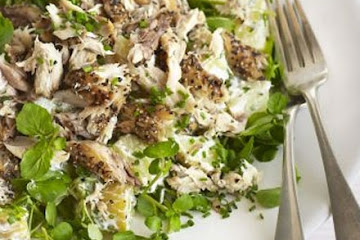 Peppered mackerel, new potato & watercress salad