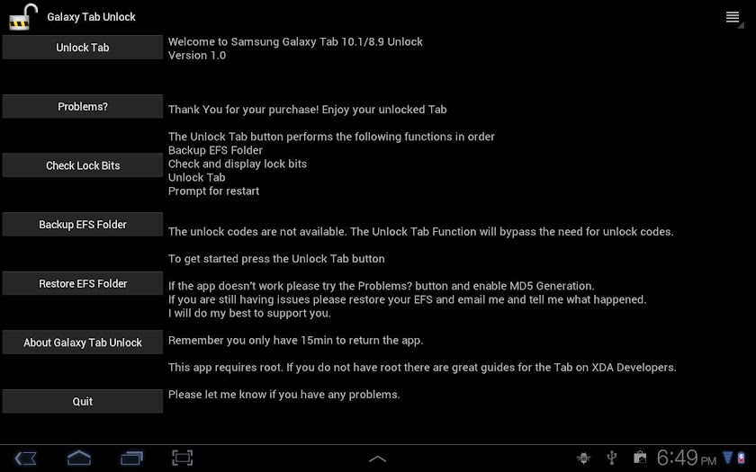 Tab 10.1 Unlock[Root Required] Screen 1
