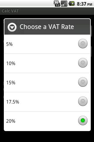 Calc VAT - UK Vat Calculator Screen 2