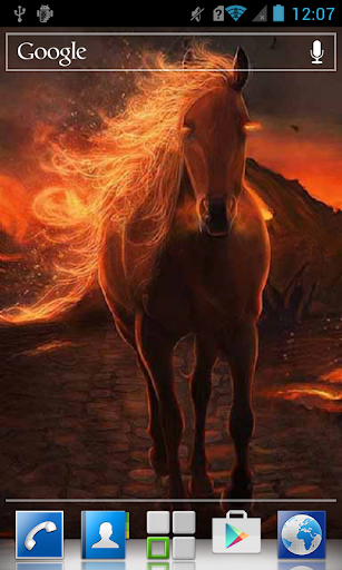 Luxury horse on fire LWP