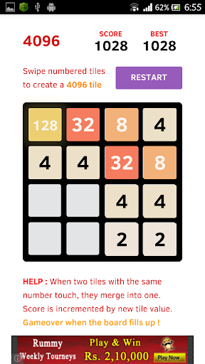 4096 Tile Puzzle Game