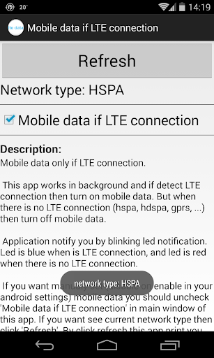 Mobile data if LTE connection