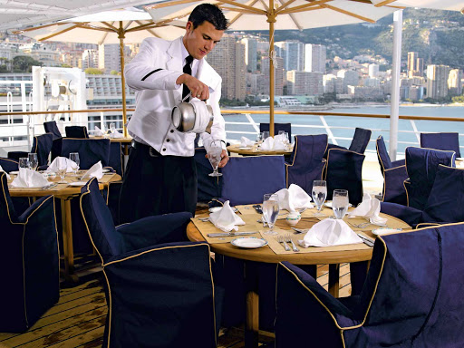 Al fesco in style: Take in the view and the ocean breeze during a casual lunch on the deck of Oceania Regatta's Terrace Café.