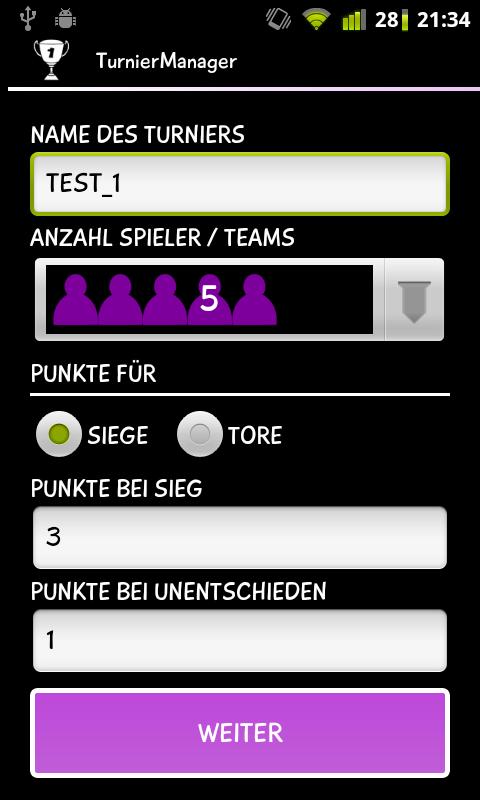Android application TournamentManager screenshort