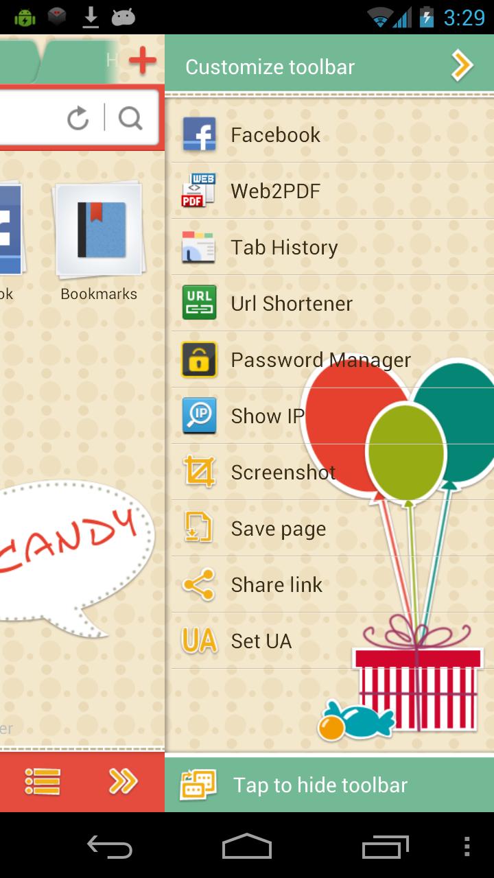 Candy Boat Browser Theme Screen 2