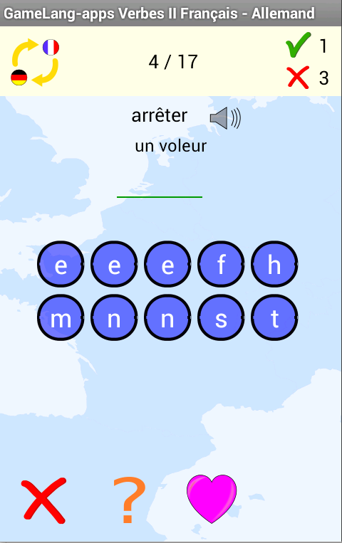 Android application Verbs A1 A2 French - German screenshort
