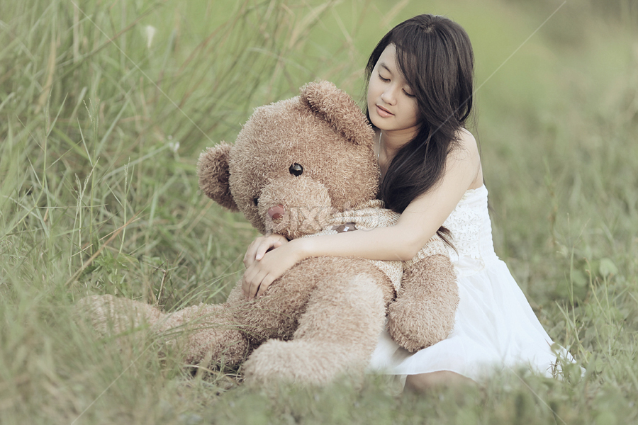 Aulia & Teddy bear by Irvan Blue-Ray - People Portraits of Women
