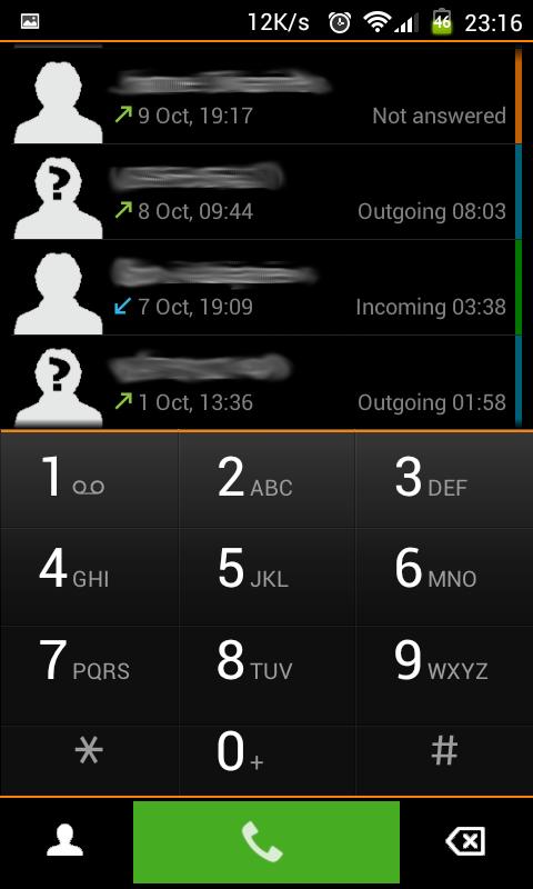 Black exDialer Screen 1