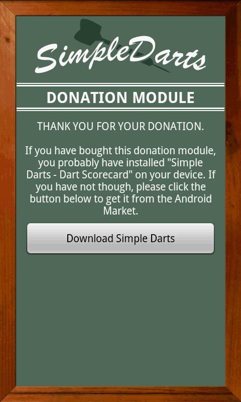 Android application Simple Darts - Donation Module screenshort