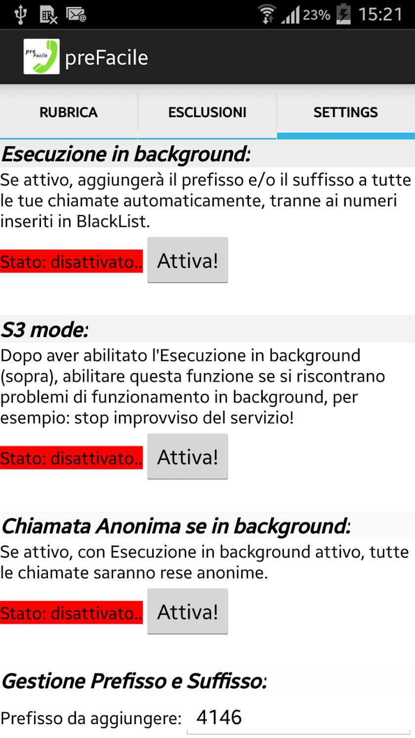 EasyPrefix Screen 1