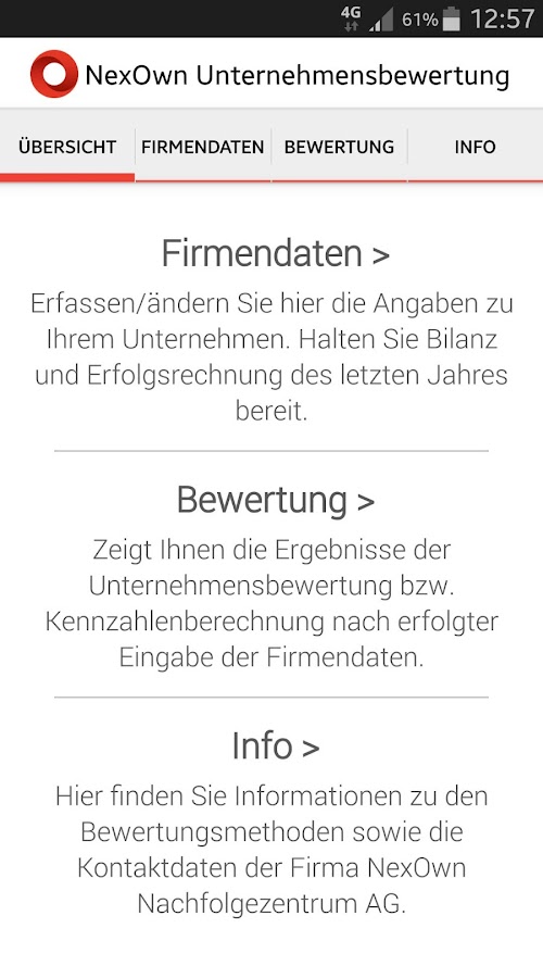 Android application NexOwn Unternehmensbewertung screenshort